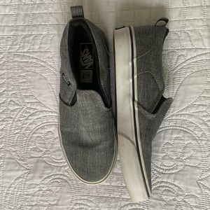 Kids VANS size 4 gray slip on shoes